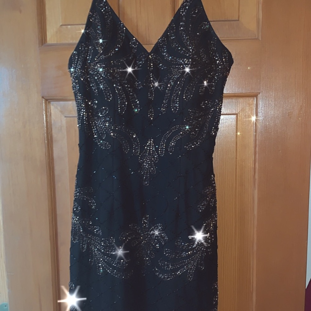 Black dress with beaded detailing